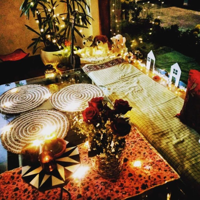 Candle light dinner decoration at home