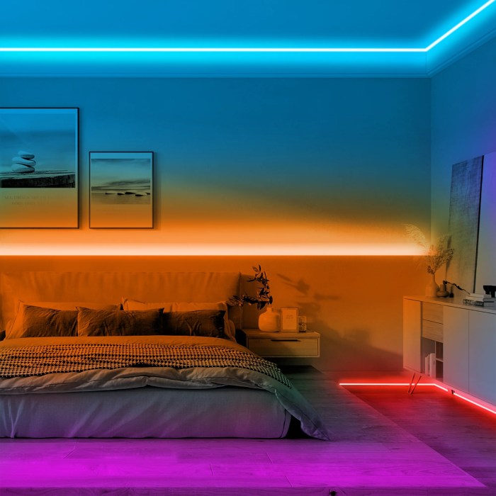 Bedroom decoration with led lights